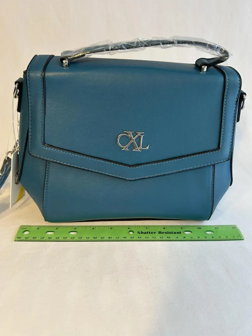 CXL By Christian Lacroix Art Deco Envelope Bag Womens Blue Faux Leather New